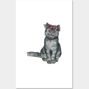 Flower Crown Cat Posters and Art